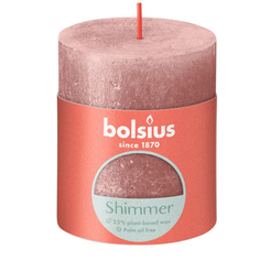 Свеча Bolsius Rustic Metallic Shimmer 8х6,8 см розовая