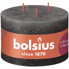 Свеча Bolsius Rustic Shine 9х14 см с 3 фитилями серая