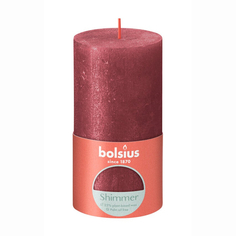 Свеча Bolsius Rustic Metallic Shimmer 13х6,8 см красная