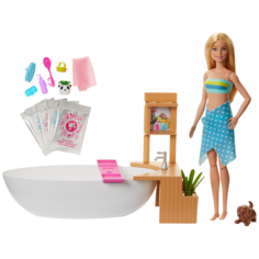 Игровой набор Barbie Fizzy Bath Блондинка с ванной и собачкой, GJN32