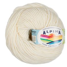 Пряжа Alpina Margo, 100% мериносовая шерсть, 10*50 г, 75 м+-4 м, №01, белый