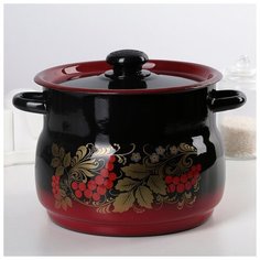 Кастрюля 5,5 л сфер красно-чёрная микс 1421564 Сибирские товары