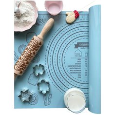 Homy Mood / Силиконовый рецептурный коврик для раскатки и выпечки с идеальным прилеганием и разметкой 40*60 см