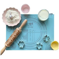 Homy Mood / Рецептурный силиконовый коврик для раскатки теста и выпечки с разметкой 40*30 см