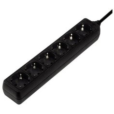 Сетевой удлинитель Hama H-30393, 6 розеток, 1.4 м, черный