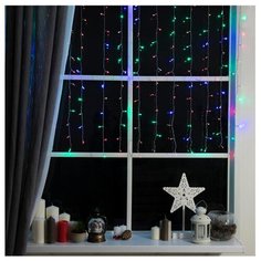 Гирлянда "Занавес" 1.5 х 1 м , IP20, прозрачная нить, 180 LED, свечение мульти, 8 режимов, 220 В Luazon Lighting