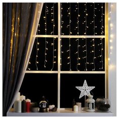 Гирлянда "Занавес" 1.5 х 1 м , IP20, прозрачная нить, 180 LED, свечение тёплое белое, 8 режимов, 220 В Luazon Lighting