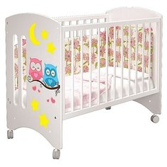 Кроватка детская Bebo Mia, белая, декор Совята