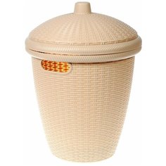 Корзина для белья круглая с крышкой Natural Style 30л ротанг Слоновая кость BranQ
