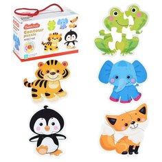 Пазлы контурные "Животные" Baby Toys Десятое королевство