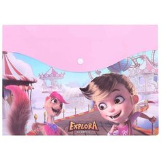 Конверт на кнопке Explora A4 гориз. пластик, ассорти Deli