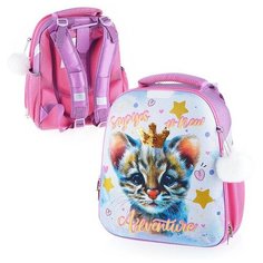 Рюкзак каркасный "Оцелот" формованный из полимеров, материал: нейлон, полиэстер, пайетки, глиттер, полноцветная печать, 2 отделения на молнии, 2 бегунка на каждой молнии, 2 боковых кармана, светоотражатели , жесткая эргономичная спинка; широкие, регул Centrum