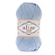 Пряжа для вязания Alize Cotton Gold Hobby 50г 165м (55% хлопок, 45% акрил) (40 голубой), 5 мотков