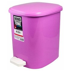 Контейнер мусорный прямоугольный 10л ДхШхВ 250х320х290 мм с педалью пластик розовый BORA 1