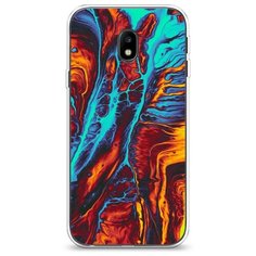 Силиконовый чехол "Желто-голубой флюид" на Samsung Galaxy J3 2017 / Самсунг Галакси Джей 3 2017 Case Place