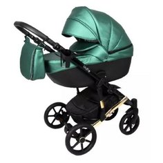 Коляска детская Peppy Indie 2 в 1 Gold ECO (10) Black + Green Metalic