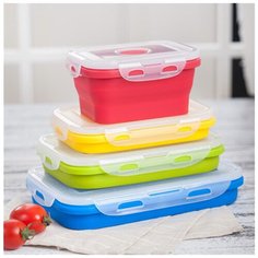 Контейнер пищевой, 350 мл, 500 мл, 750 мл, 1200 мл, 4 шт Полимербыт