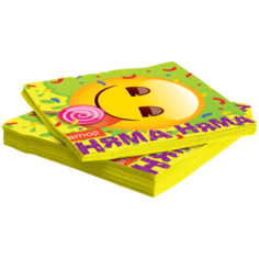 Салфетки, Смайл, Emoji, Желтый, 33*33 см, 12 шт. Дон Баллон