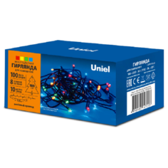 Гирлянда светодиодная электрическая 10 м 100 LED разноцветный свет провод зеленый Uniel