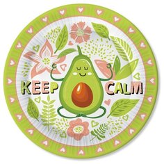 ND Play Тарелки одноразовые бумажные Авокадо-1, 23 см, 6 шт., зеленый/белый