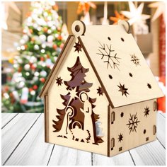 Домик рождественский с подсветкой "Вертеп/ олень" большой Orlando