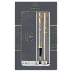 PARKER набор шариковая и роллерная ручки IM Core Metal TK223, M, черный цвет чернил