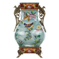 Ваза Songbird 24x20x40см под старину из фарфора с бронзой, Glasar ГЛАСАР