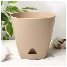 Горшок для цветов AMSTERDAM 14 см 1,35 л, с прикорневым поливом, молочный шоколад InGreen