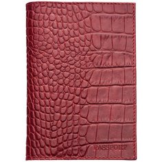 Обложка для паспорта Fabula Croco Nile, натуральная кожа, красная