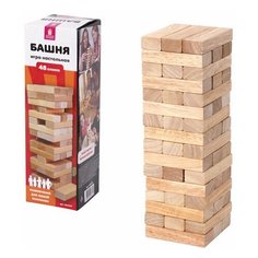 Игра настольная "башня", 48 деревянных блоков, золотая сказка