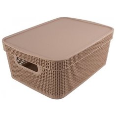Корзина для хранения Прямоугольная AJUR 11л с крышкой Кофейный Bran Q