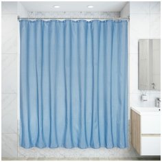 Штора для ванны Rapla с кольцами 200х240 см, полиэстер, цвет голубой Swensa
