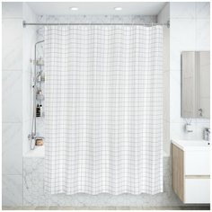 Штора для ванны Cube 180x180 см, полиэстер, цвет белый/чёрный Bath Plus