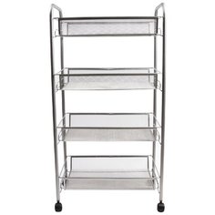 Этажерка (тележка) BRABIX офисно- бытовая 4 яруса, на колесах, металл, серебристая, 43,5х26х83,5 см, 603754