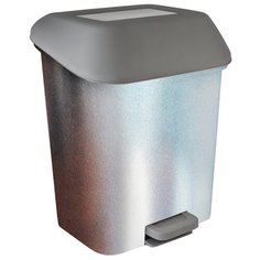 Ведро-контейнер для мусора (урна) Svip,15л, с педалью, прямоугольное, с металл. покрытием