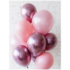 Воздушные шары "Розовый хром/Розовая пастель" 20 шт. 25 см. Волшебный мир