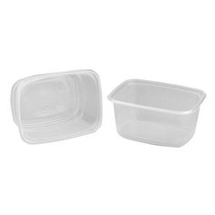 Одноразовые контейнеры прямоугольные 250 мл, комплект 100 шт., без крышки, 108х82х50 мм, ПП, прозрачные, крышка 605081 Стиролпласт