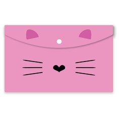 Папка-конверт на кнопке А4 №1School Kitty 2 шт/уп (1 роз., 1 черн)