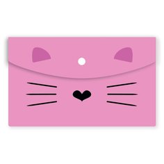 Папка-конверт на кнопке А5 №1School Kitty 2 шт/уп (1 роз., 1 черн)