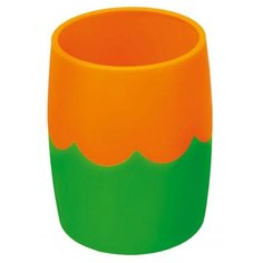 Подставка-стакан Стамм, пластик, круглый, двухцветный зелено-оранжевый