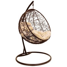 Подвесное кресло-кокон M-GROUP Круглое с ротангом, коричневый/бежевый