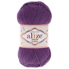 Пряжа для вязания Alize Cotton Gold Hobby 50г 165м (55% хлопок, 45% акрил) (44 темно фиолетовый), 5 мотков