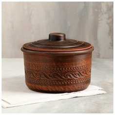 Кастрюля красная глина декор микс 1,6 л 1079243