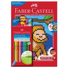 Карандаши цветные Faber-Castell "Grip", 12цв.+раскраска, трехгран., заточен., картон. упак.