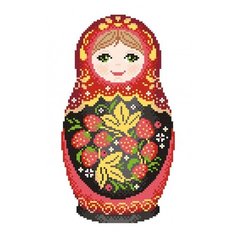 Набор для вышивания крестиком М. П. Студия №451, "Матрешка. Хохломская роспись", 16*25 см М.П.Студия