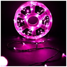 Новогодняя светодиодная уличная гирлянда в катушке FVR нить в бухте 40 м 240 диодов питание от сети 220В, Кристаллы розовые Baziator