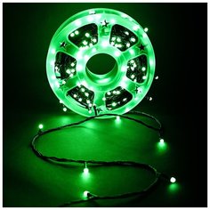 Новогодняя светодиодная уличная гирлянда в катушке FVR нить в бухте 40 м 240 диодов питание от сети 220В, матовые лампочки зеленые Baziator