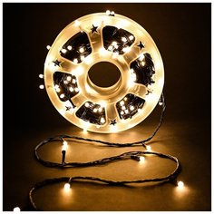 Новогодняя светодиодная уличная гирлянда в катушке FVR нить в бухте 40 м 240 диодов питание от сети 220В, матовые лампочки желтые Baziator