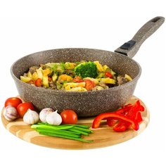 Сковорода глубокая 26 см Elan Gallery гармония вкуса Коричневый опал без крышки съёмная ручка