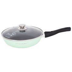 Сковорода Kukmara Titanium pro со съёмной ручкой, с крышкой, съемная ручка, 26 см
